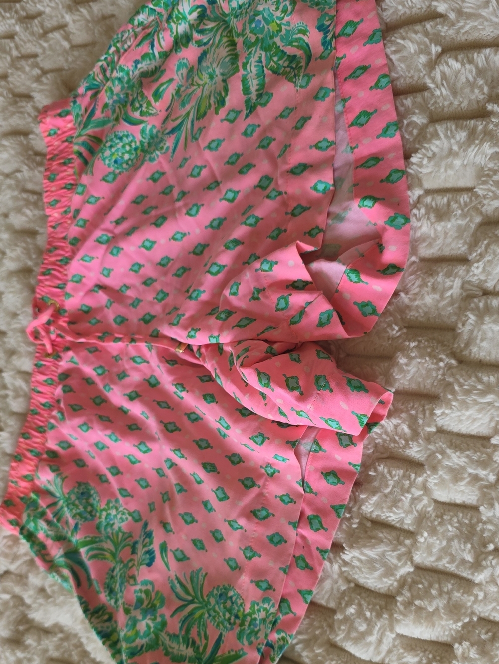 Lilly Pulitzer Hot Pink Shorts with Green Pineapple Print